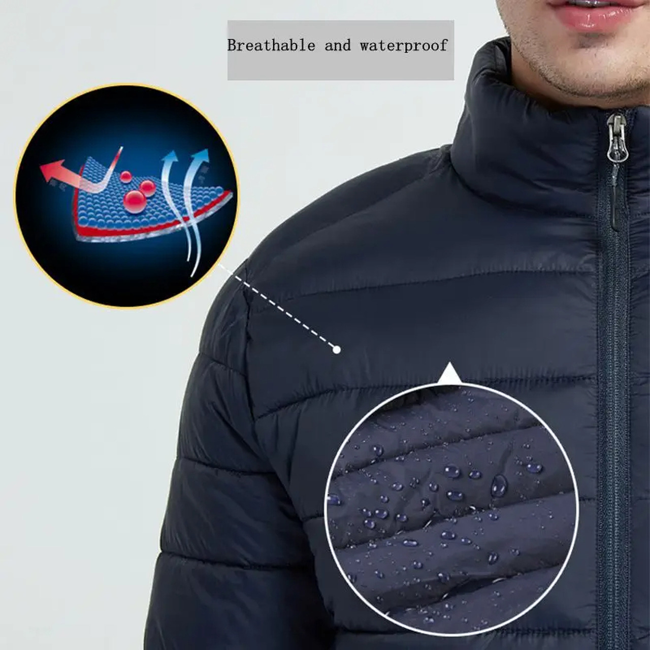 CASACA TÉRMICA CALENTADOR IMPERMEABLE HOMBRE AZUL CHAQUETA ABRIGO INTELIGENTE CALEFACTORA CAPUCHA INVIERNO GENIEKA - 7