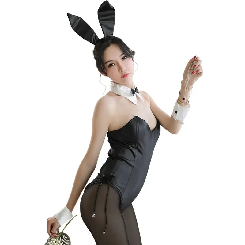 DISFRAZ CONEJITA SAKURAJIMA MAI CORSET NEGRO + OREJAS + CUELLO LAZO + MUÑEQUERAS + MEDIAS SEXY BODY NAVIDAD HALLOWEEN GENIEKA - 7