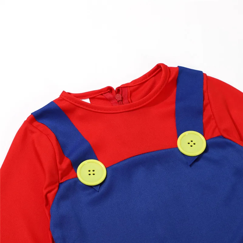 SET DISFRAZ MARIO BROS + GORRA + GUANTES + BIGOTE NIÑO NIÑA MONO ANIME JUEGO ROL COSPLAY REGALO NAVIDAD HALLOWEEN GENIEKA - 6