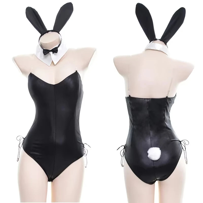 DISFRAZ CONEJITA MAI CORSET NEGRO SAKURAJIMA  + OREJAS + CUELLO LAZO + MUÑEQUERAS + MEDIAS SEXY   BODY NAVIDAD HALLOWEEN GENIEKA - 5