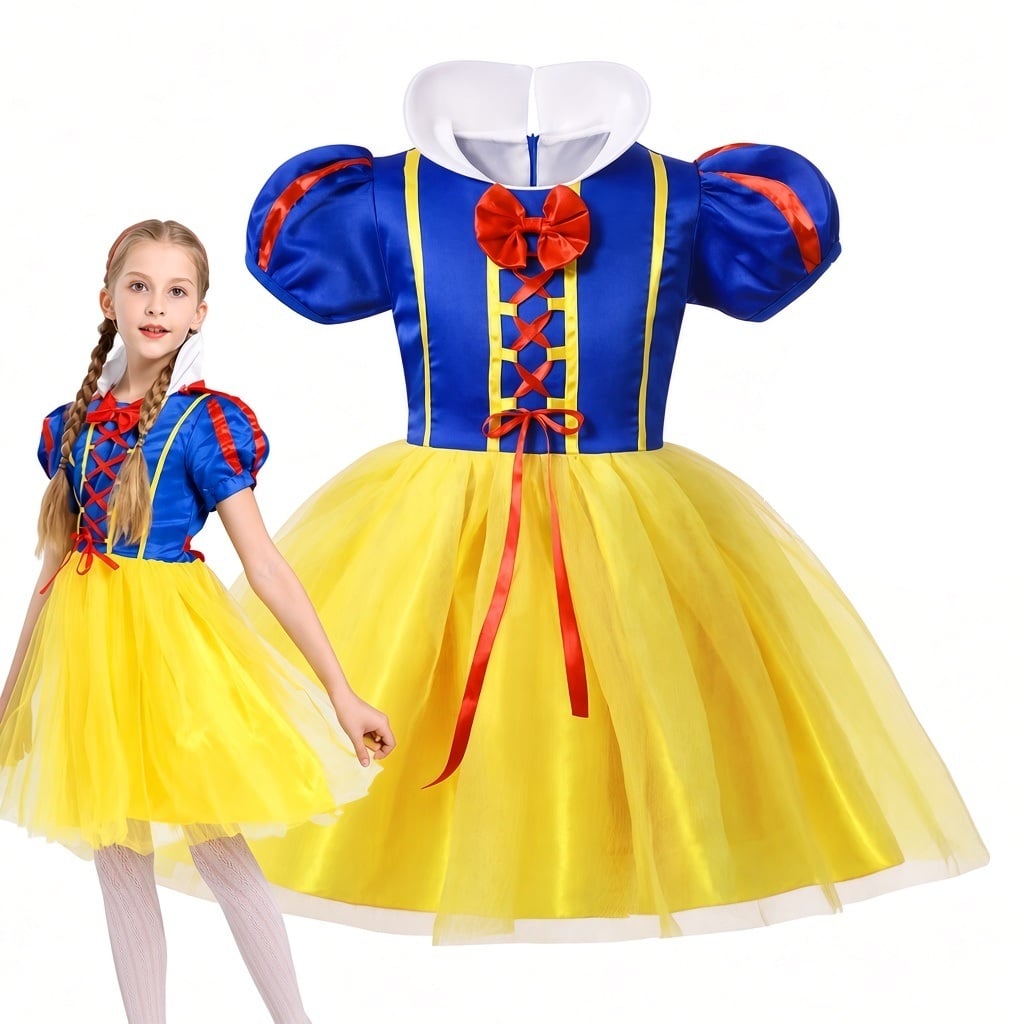 VESTIDO BLANCANIEVES SNOW WHITE NIÑAS DISFRAZ PRINCESA CUMPLEAÑOS REGALO NAVIDAD MODA HALLOWEEN GENIEKA - 3
