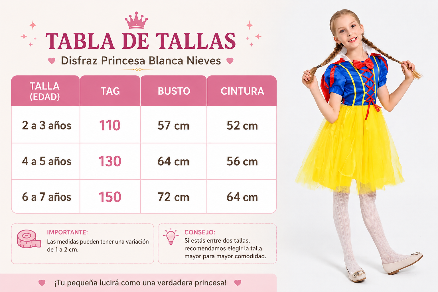 VESTIDO BLANCANIEVES SNOW WHITE NIÑAS DISFRAZ PRINCESA CUMPLEAÑOS REGALO NAVIDAD MODA HALLOWEEN GENIEKA - 9