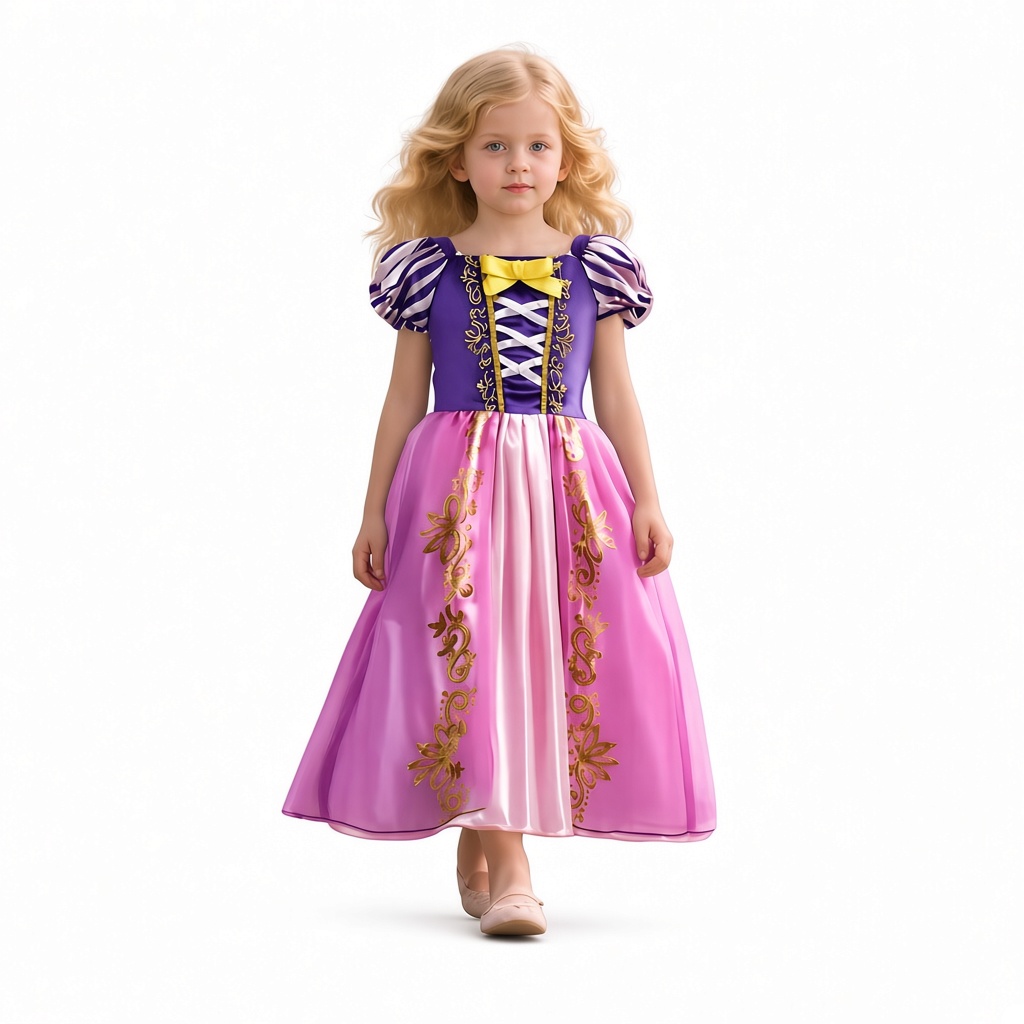 VESTIDO PRINCESA RAPUNZEL ROSA NIÑAS CUMPLEAÑOS FANTASÍA REGALO DISFRAZ NAVIDAD HALLOWEEN GENIEKA - 1