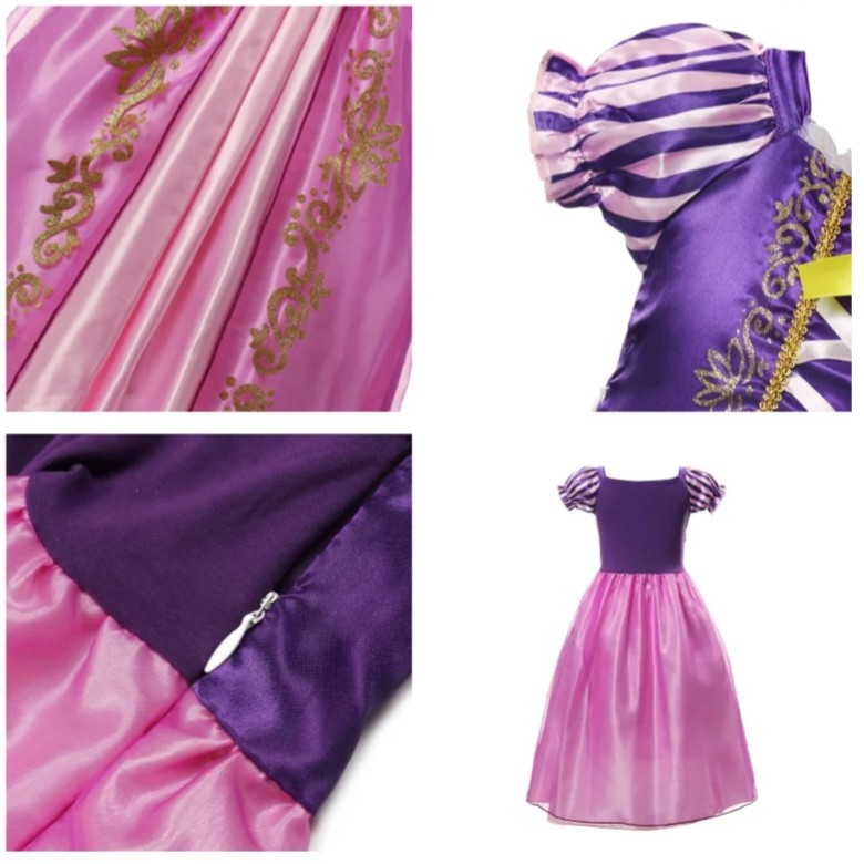 VESTIDO PRINCESA RAPUNZEL ROSA NIÑAS CUMPLEAÑOS FANTASÍA REGALO DISFRAZ NAVIDAD HALLOWEEN GENIEKA - 9