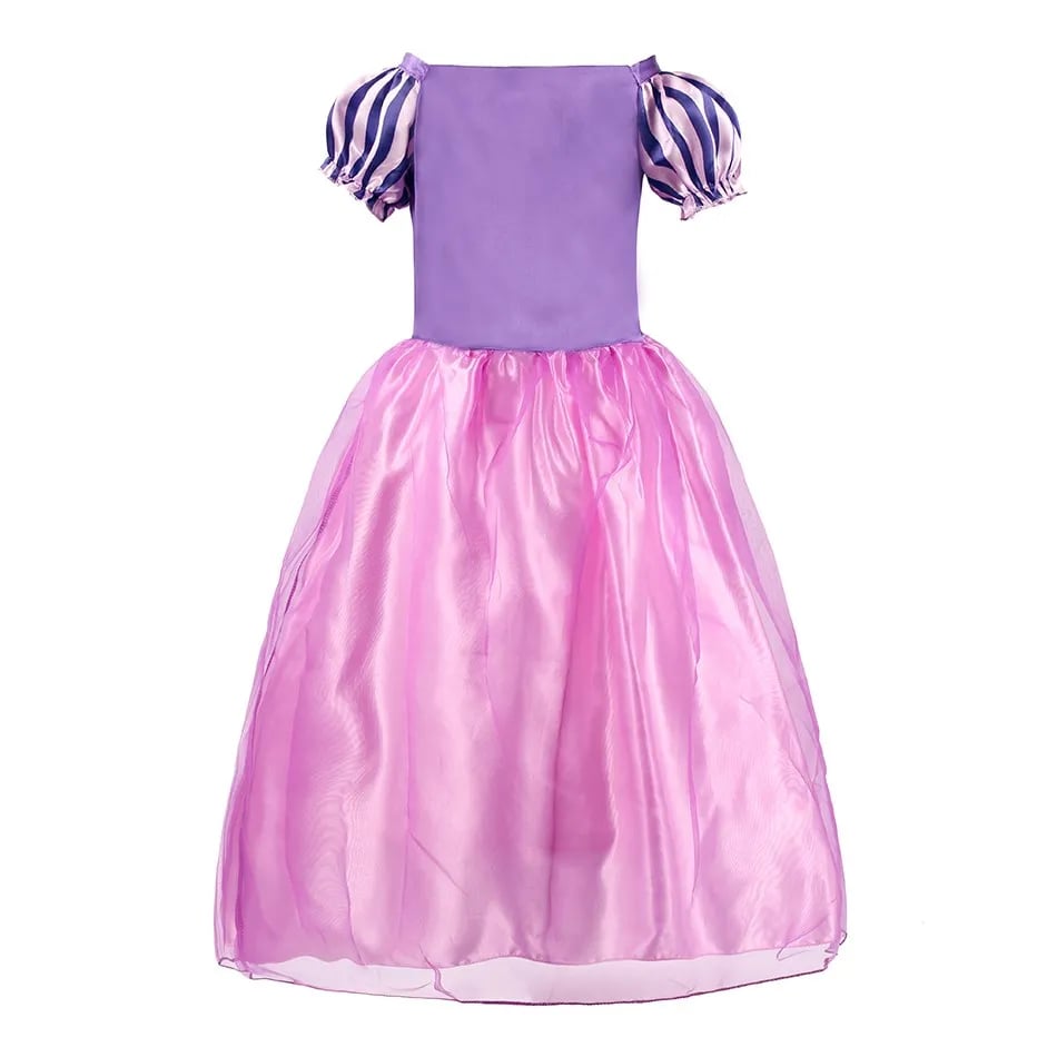 VESTIDO PRINCESA MORADO ROSA + CORONA + VARITA NIÑA CUMPLEAÑOS FANTASÍA REGALO DISFRAZ NAVIDAD HALLOWEEN GENIEKA - 5