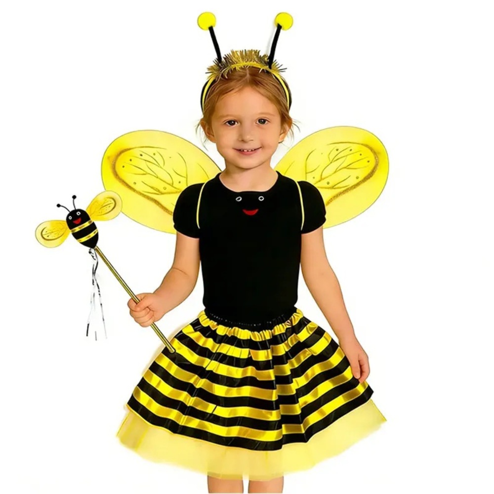 DISFRAZ DE ABEJA NIÑA SET + VINCHA + ALAS + VARITA TRAJE ABEJITA INFANTIL FIESTA CUMPLEAÑOS NAVIDAD HALLOWEEN GENIEKA - 2
