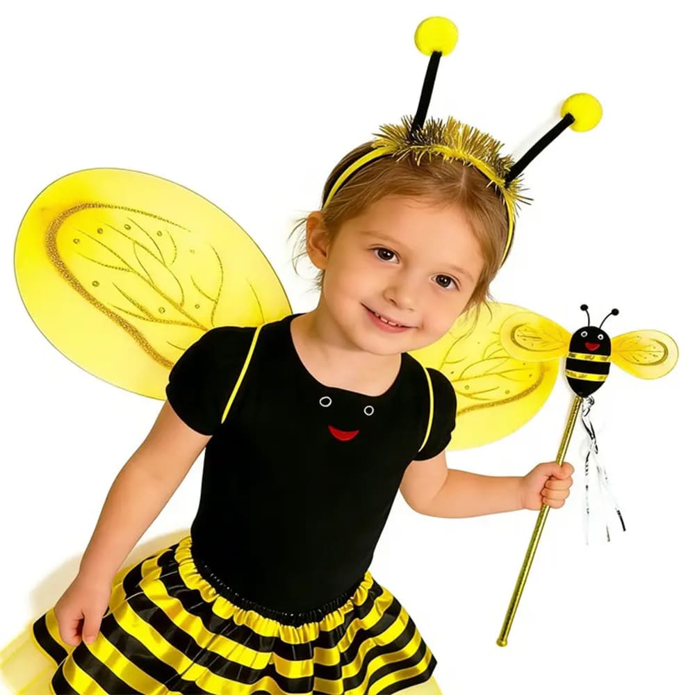 DISFRAZ DE ABEJA NIÑA SET + VINCHA + ALAS + VARITA TRAJE ABEJITA INFANTIL FIESTA CUMPLEAÑOS NAVIDAD HALLOWEEN GENIEKA - 3