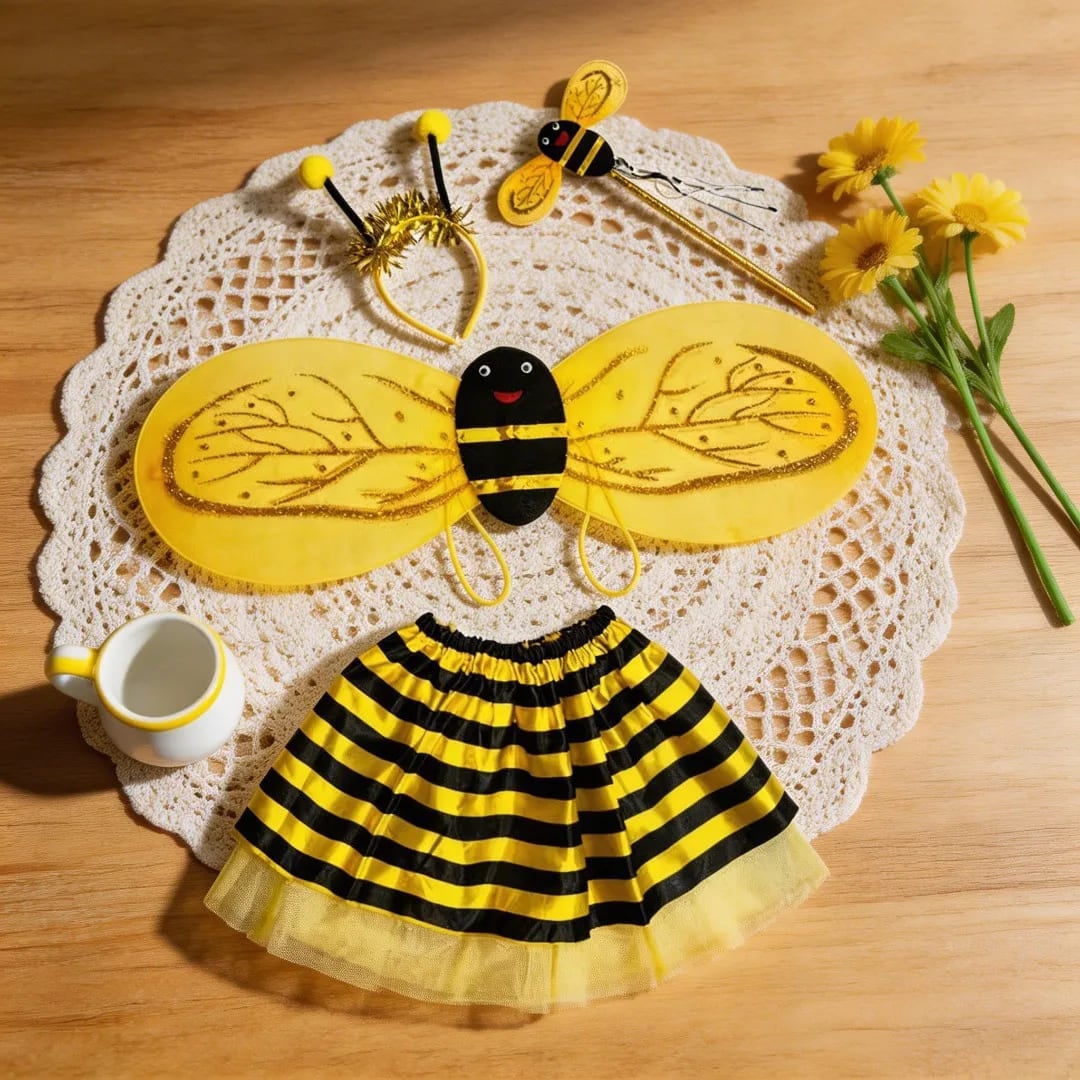DISFRAZ DE ABEJA NIÑA SET + VINCHA + ALAS + VARITA TRAJE ABEJITA INFANTIL FIESTA CUMPLEAÑOS NAVIDAD HALLOWEEN GENIEKA - 6