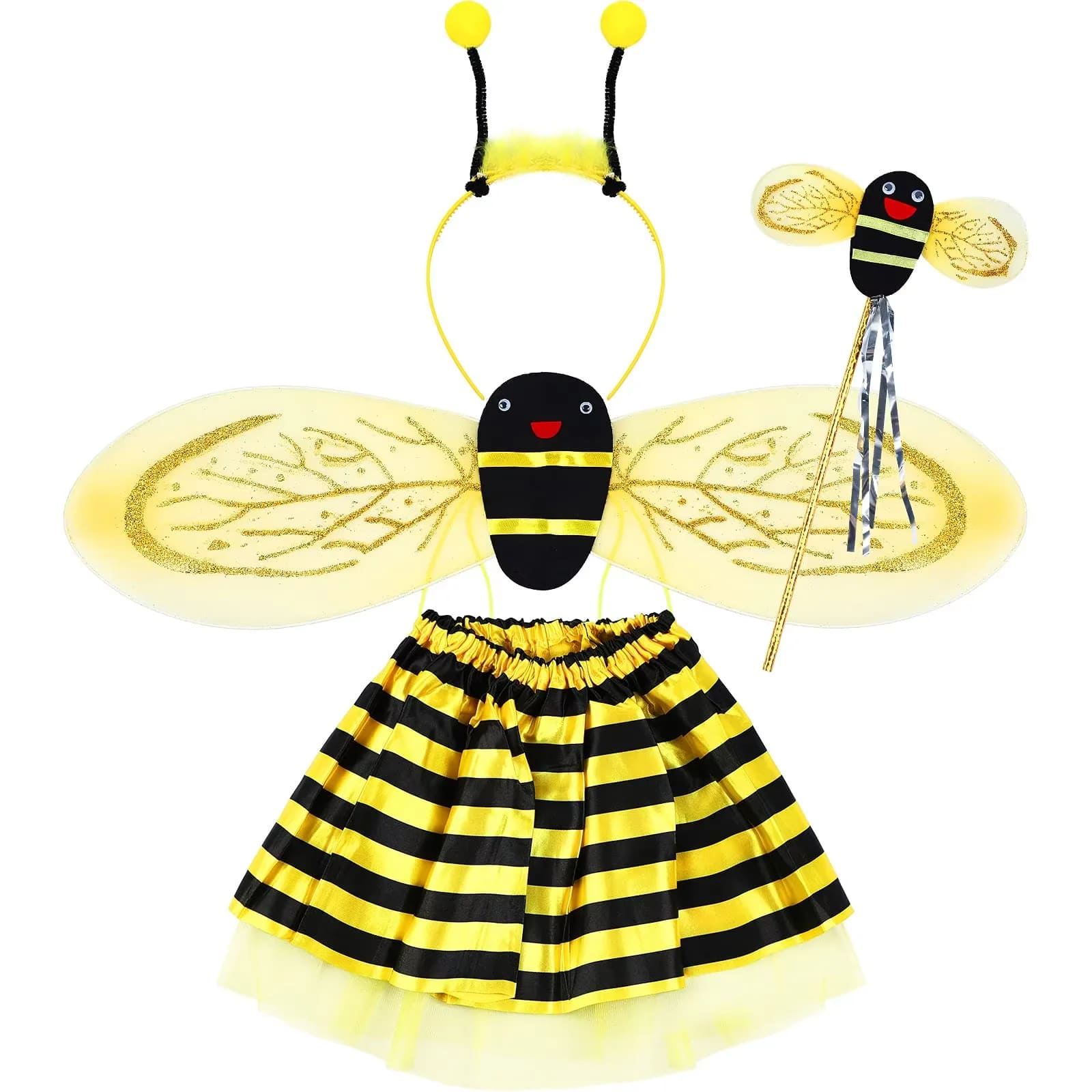 DISFRAZ DE ABEJA NIÑA SET + VINCHA + ALAS + VARITA TRAJE ABEJITA INFANTIL FIESTA CUMPLEAÑOS NAVIDAD HALLOWEEN GENIEKA - 7