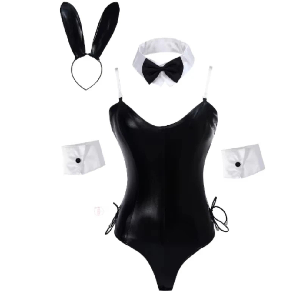 DISFRAZ MAI CORSET CONEJITA NEGRO SAKURAJIMA + OREJAS + CUELLO LAZO + MUÑEQUERAS + MEDIAS SEXY BODY HALLOWEEN NAVIDAD GENIEKA - 7