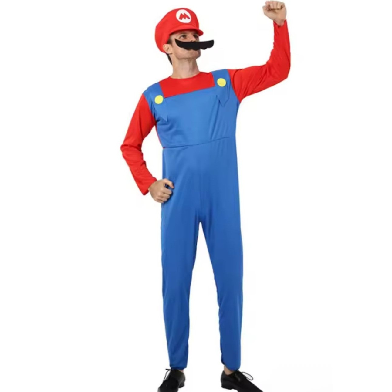 DISFRAZ MARIO BROS + GORRA + GUANTES + BIGOTE NIÑO NIÑA MONO ANIME JUEGO ROL GAME COSPLAY REGALO NAVIDAD HALLOWEEN GENIEKA - 4