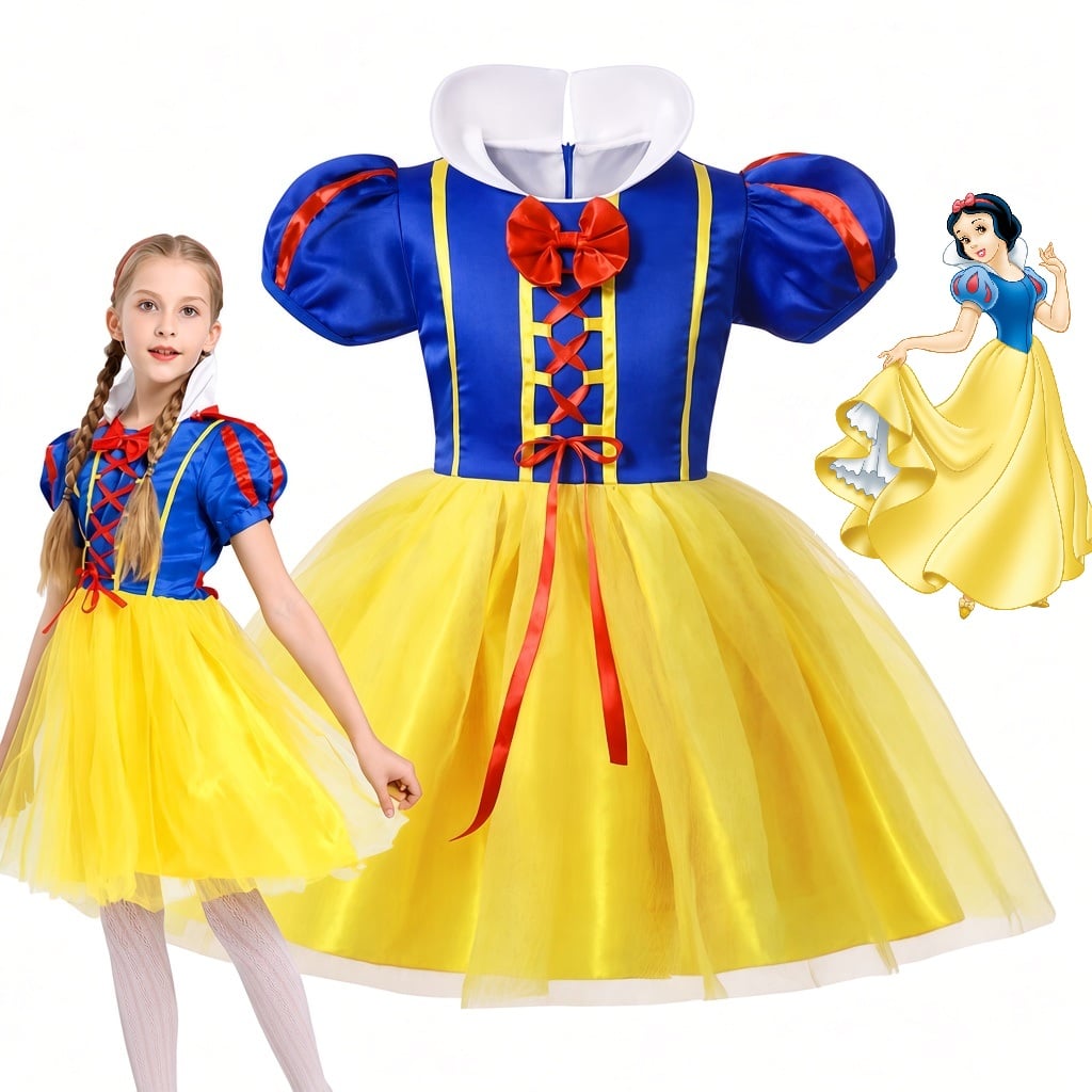 VESTIDO DISFRAZ PRINCESA BLANCANIEVES SNOW WHITE  ROJO NIÑAS HALLOWEEN COSPLAY REGALO NAVIDAD HALLOWEEN GENIEKA - 2