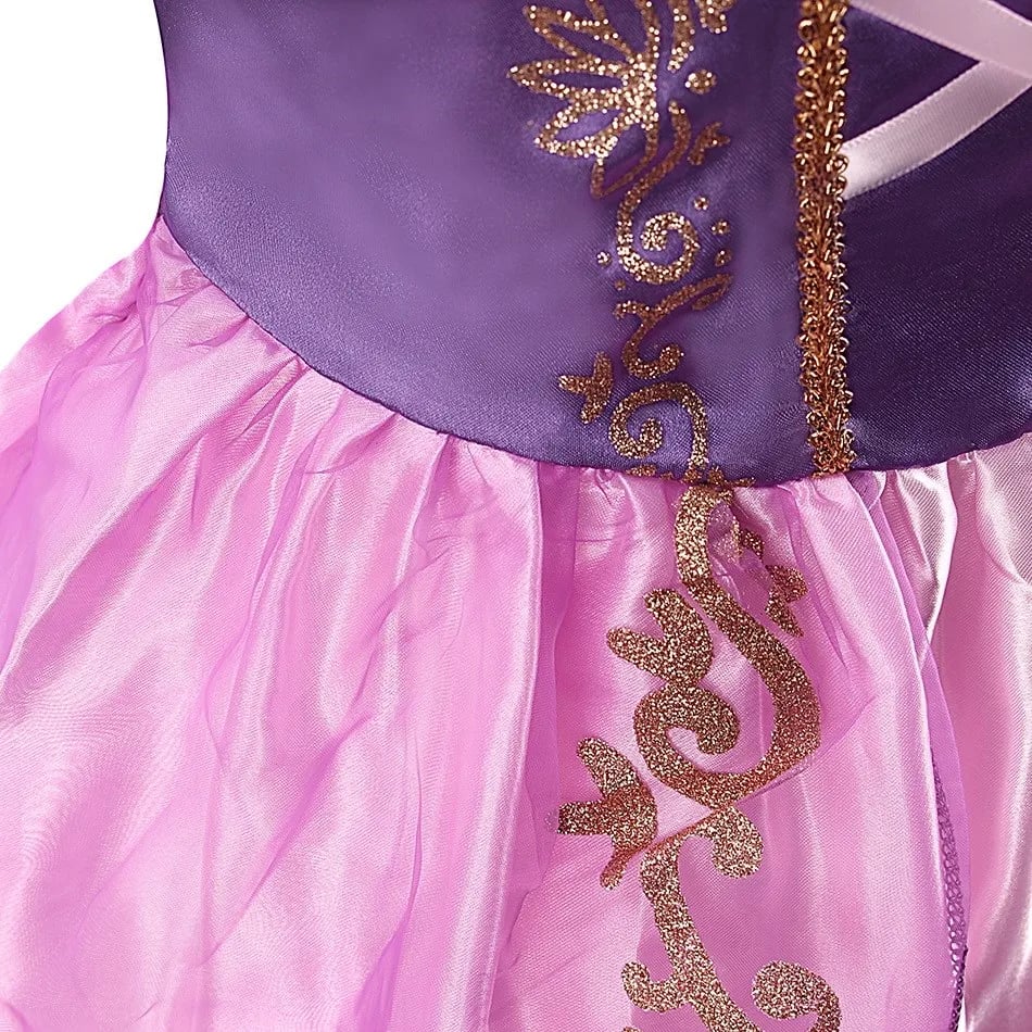 VESTIDO DISFRAZ PRINCESA MORADO ROSA + CORONA + VARITA NIÑA CUMPLEAÑOS FANTASÍA REGALO NAVIDAD HALLOWEEN GENIEKA - 8