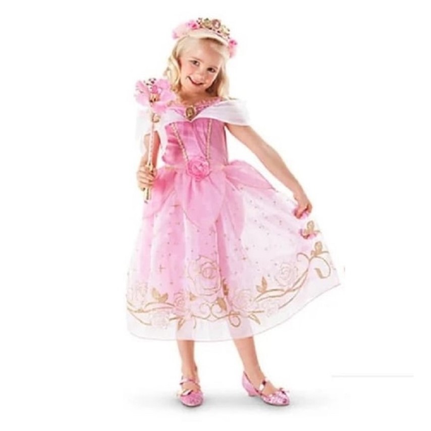 VESTIDO DISFRAZ BELLA DURMIENT+ CORONA + VARITA ROSADO NIÑAS ACCESORIOS DISFRAZ REGALO NAVIDAD HALLOWEEN GENIEKA - 5