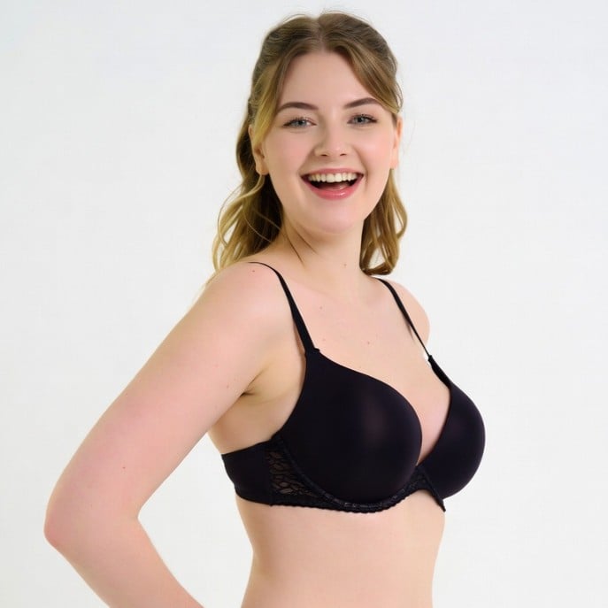 BRASIER PUSH UP NEGRO SIN COSTURAS ULTRALIGERO DEPORTIVO SIN ARO COPAS SUAVES INVISIBLE GENIEKA - 1