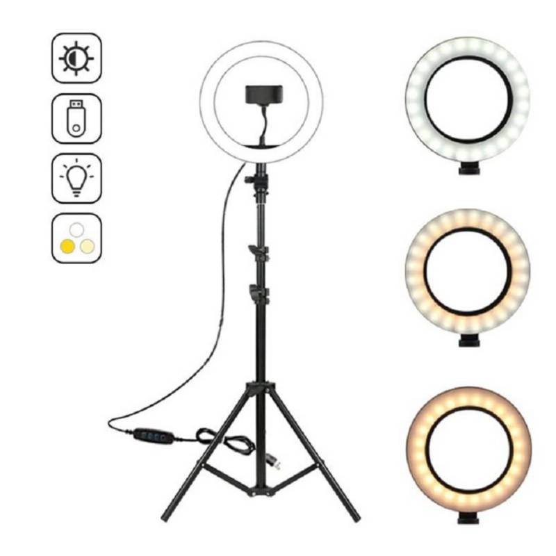 ARO ANILLO LUZ LED DE COLORES 30CM + TRIPODE 2.10 MT - 3