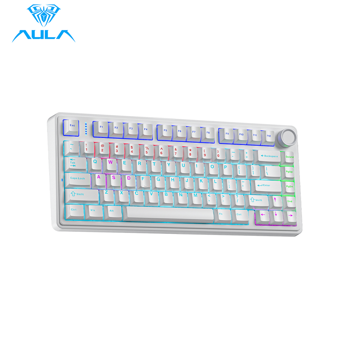 TECLADO AULA F75 RAINBOW CABLEADO INGLÉS WHITE - BLUE SWITCH - 3