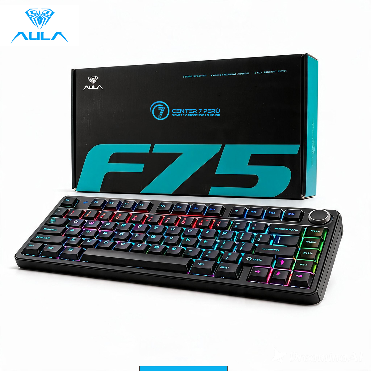 TECLADO AULA F75 RAINBOW CABLEADO INGLÉS BLACK - RED SWITCH - 1