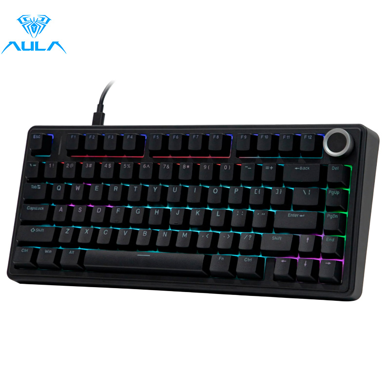 TECLADO AULA F75 RAINBOW CABLEADO INGLÉS BLACK - RED SWITCH - 3