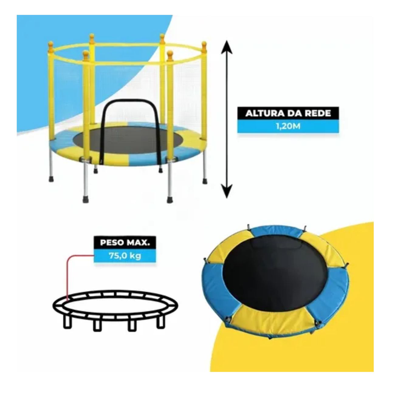 CAMA SALTARINA TRAMPOLIN 1.4 M CELESTE AMARILLO - 2