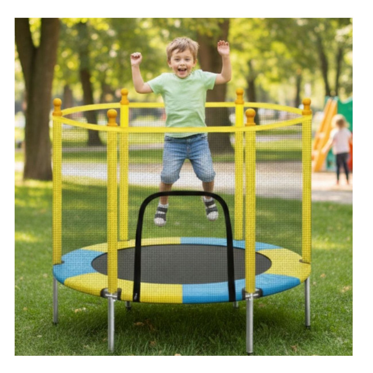 CAMA SALTARINA TRAMPOLIN 1.4 M CELESTE AMARILLO - 3