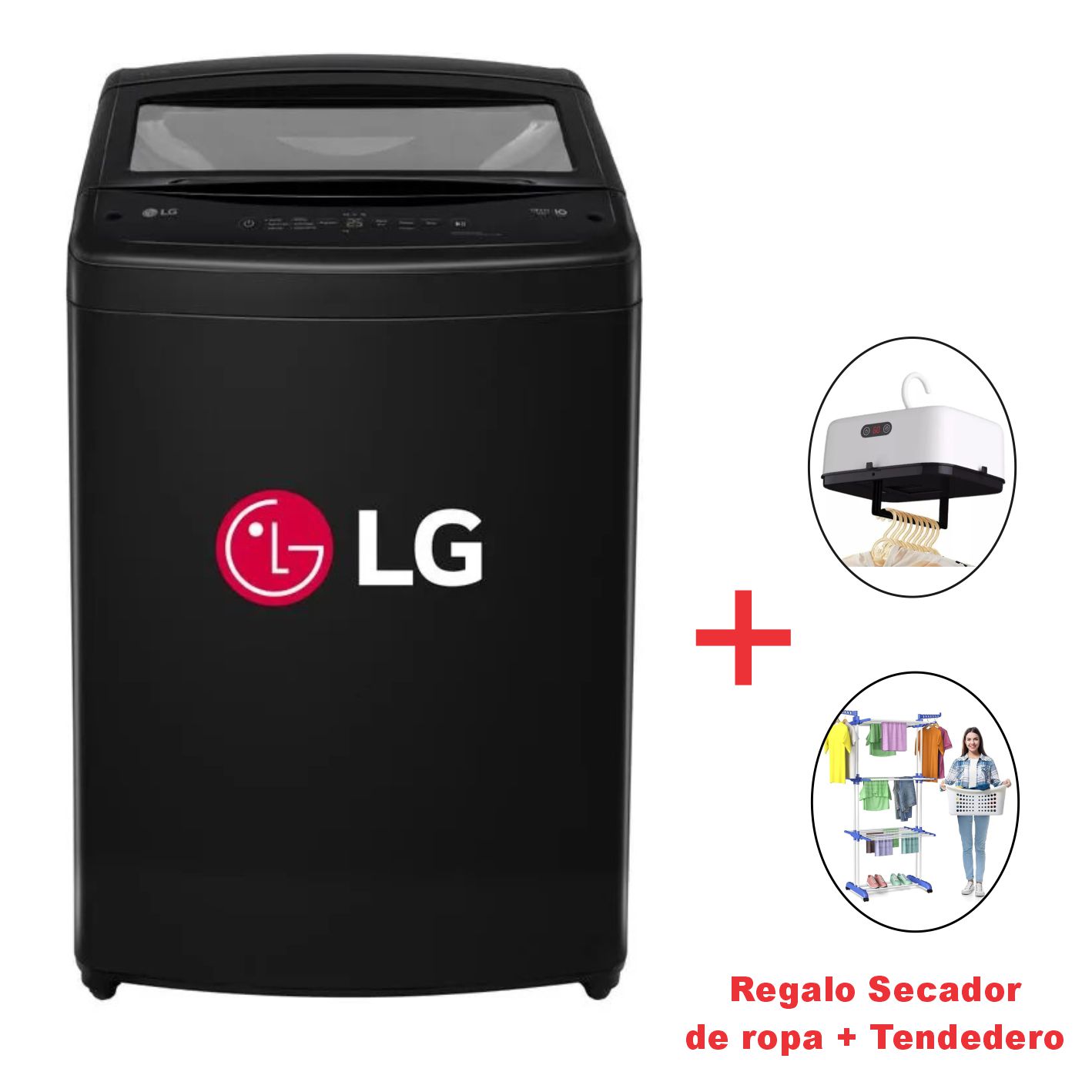 LAVADORA LG TURBODRUM 19KG WT190BVTB CARGA SUPERIOR NEGRO - 1