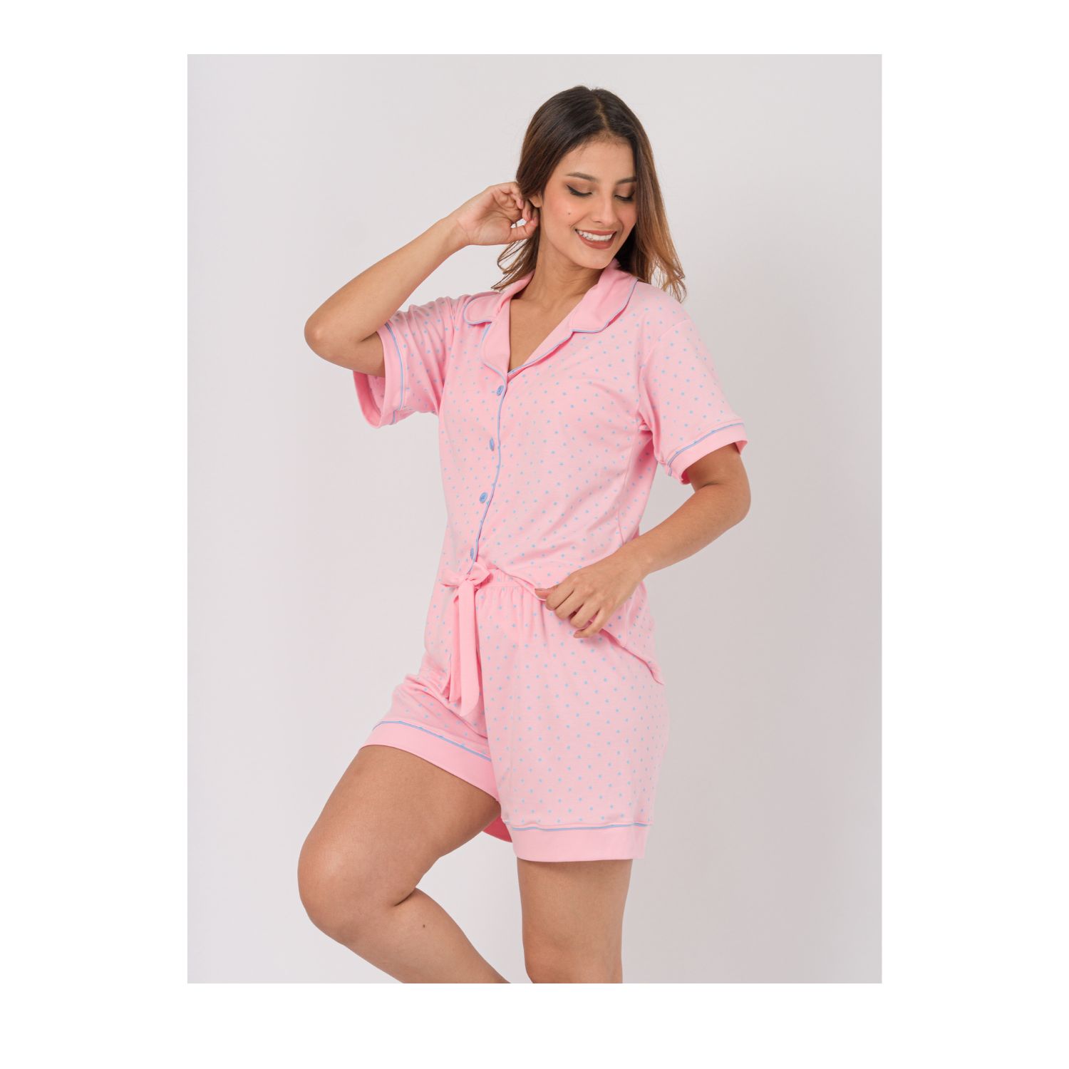 Ripley - PIJAMA DAMA SHORT CAMISERO ALGODÒN PIMA