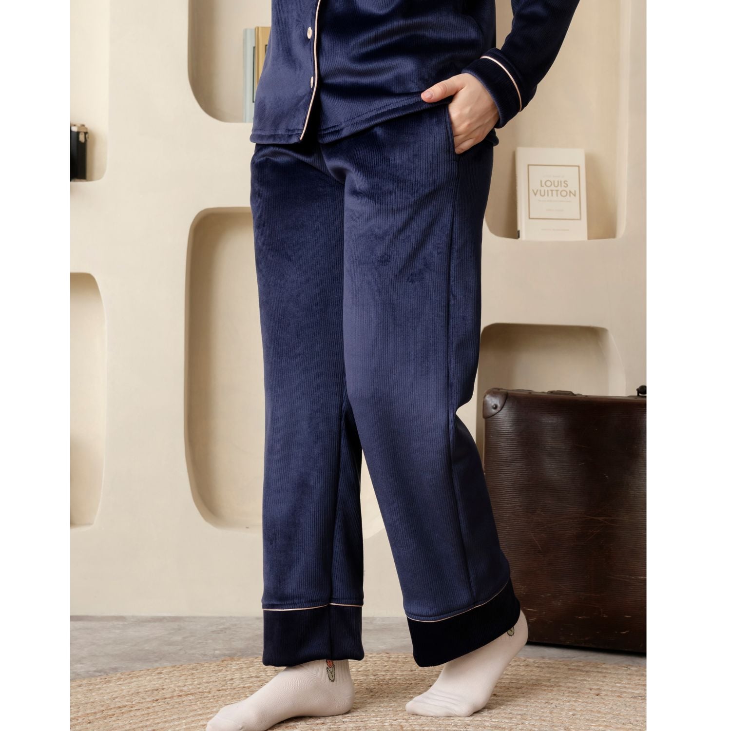 PIJAMA DE DAMA EN BONNIE ACANALADO AZUL INVIERNO - 2