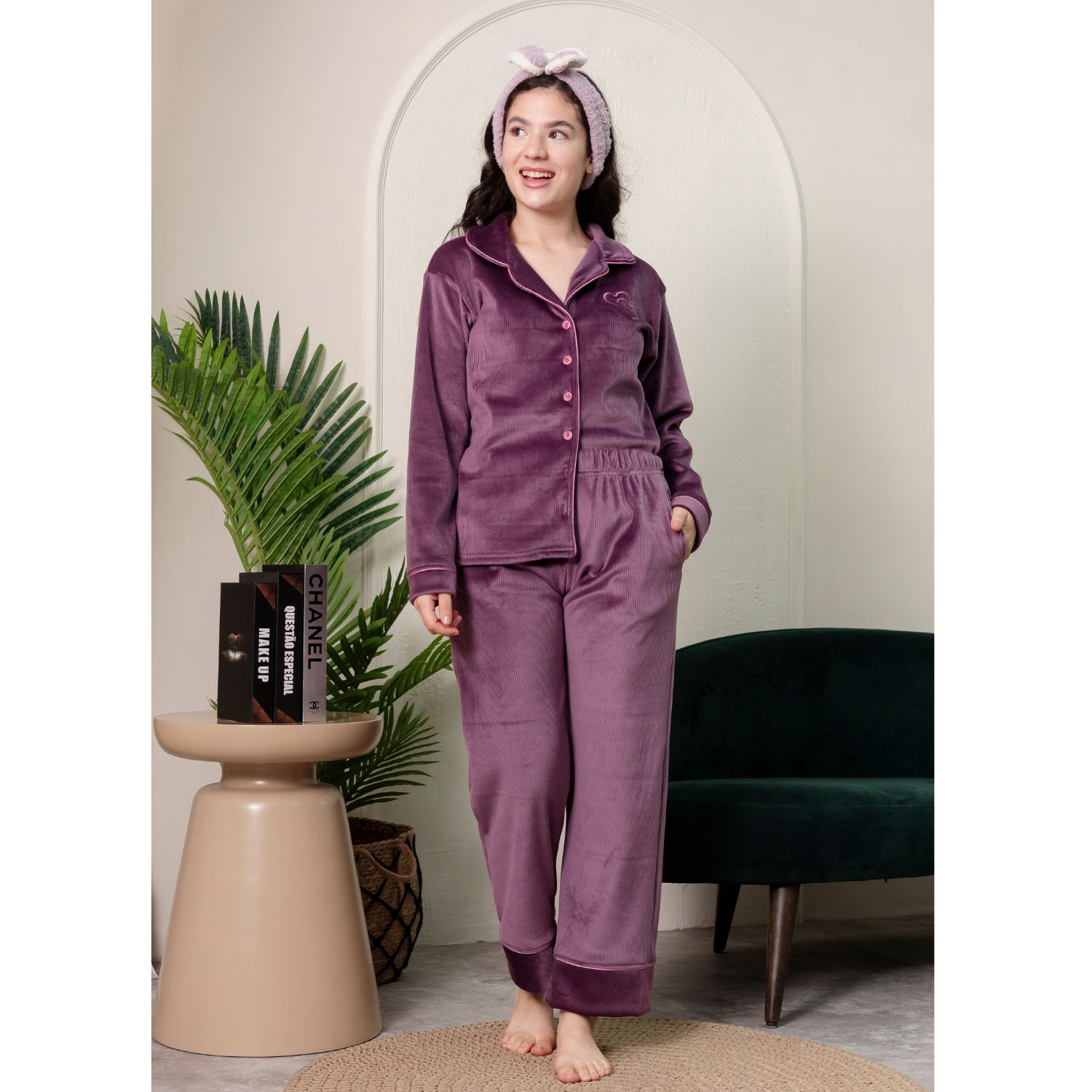 PIJAMA DE DAMA EN BONNIE ACANALADO MORA  INVIERNO - 1