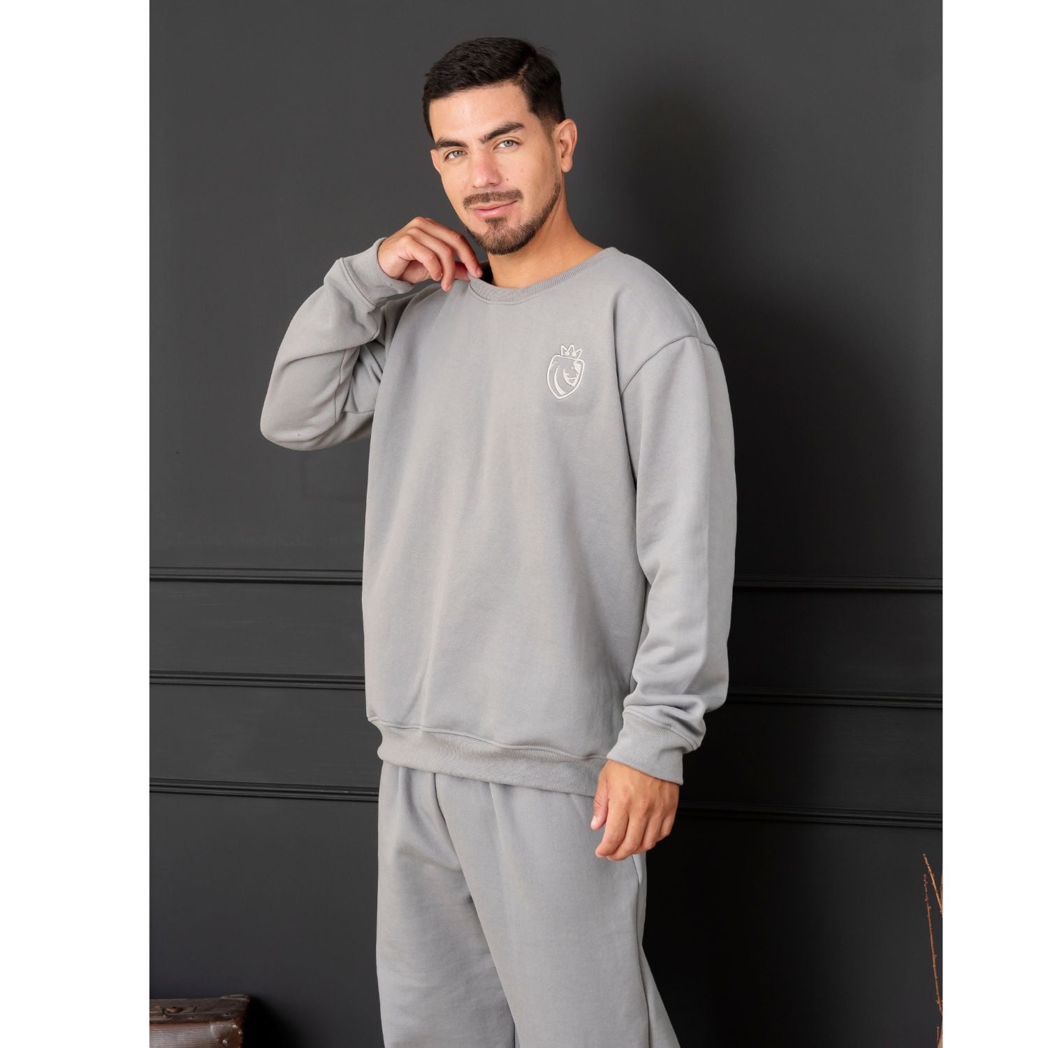 PIJAMA HOMBRE ALGODÓN FRANELA BUZO PLOMO - 1
