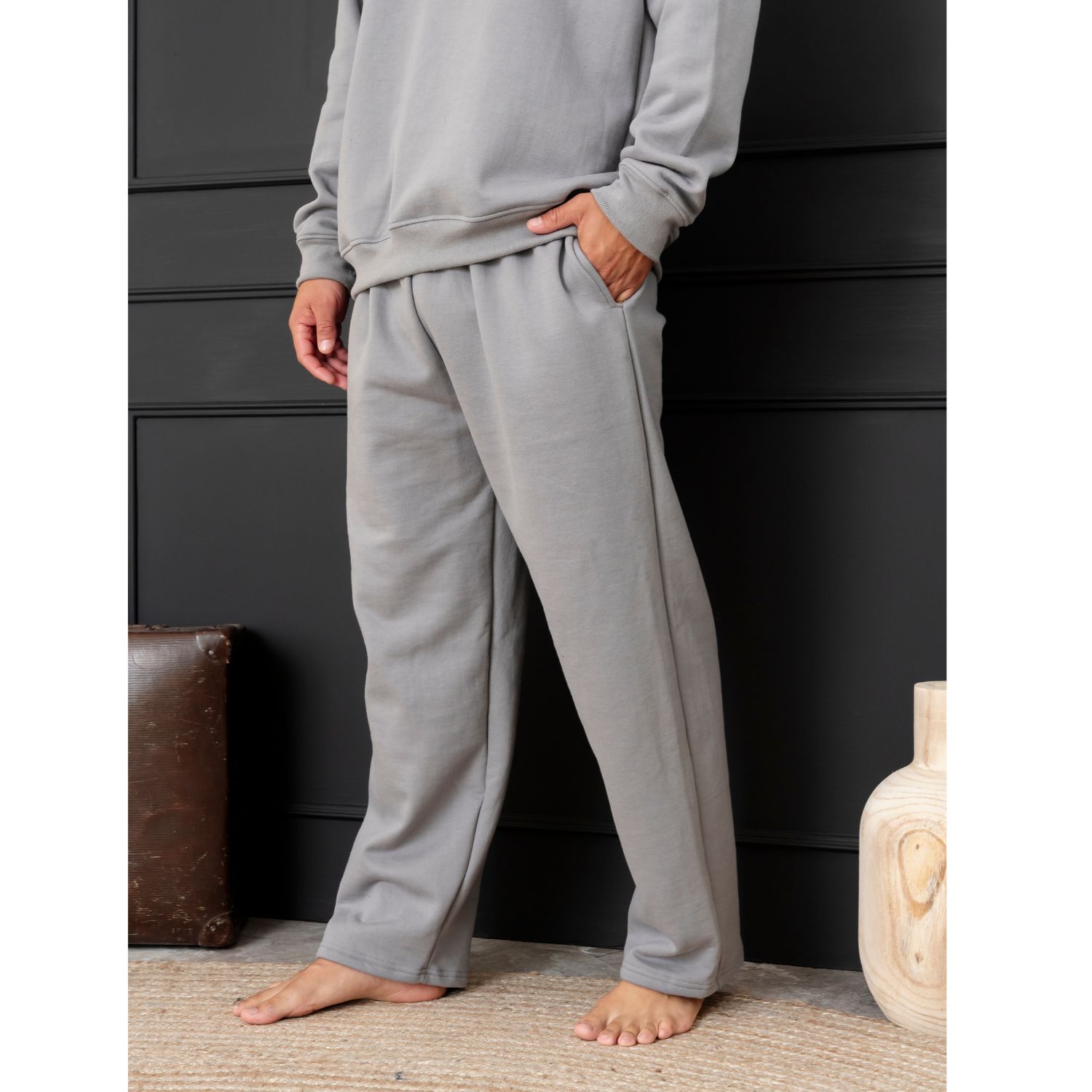 PIJAMA HOMBRE ALGODÓN FRANELA BUZO PLOMO - 2