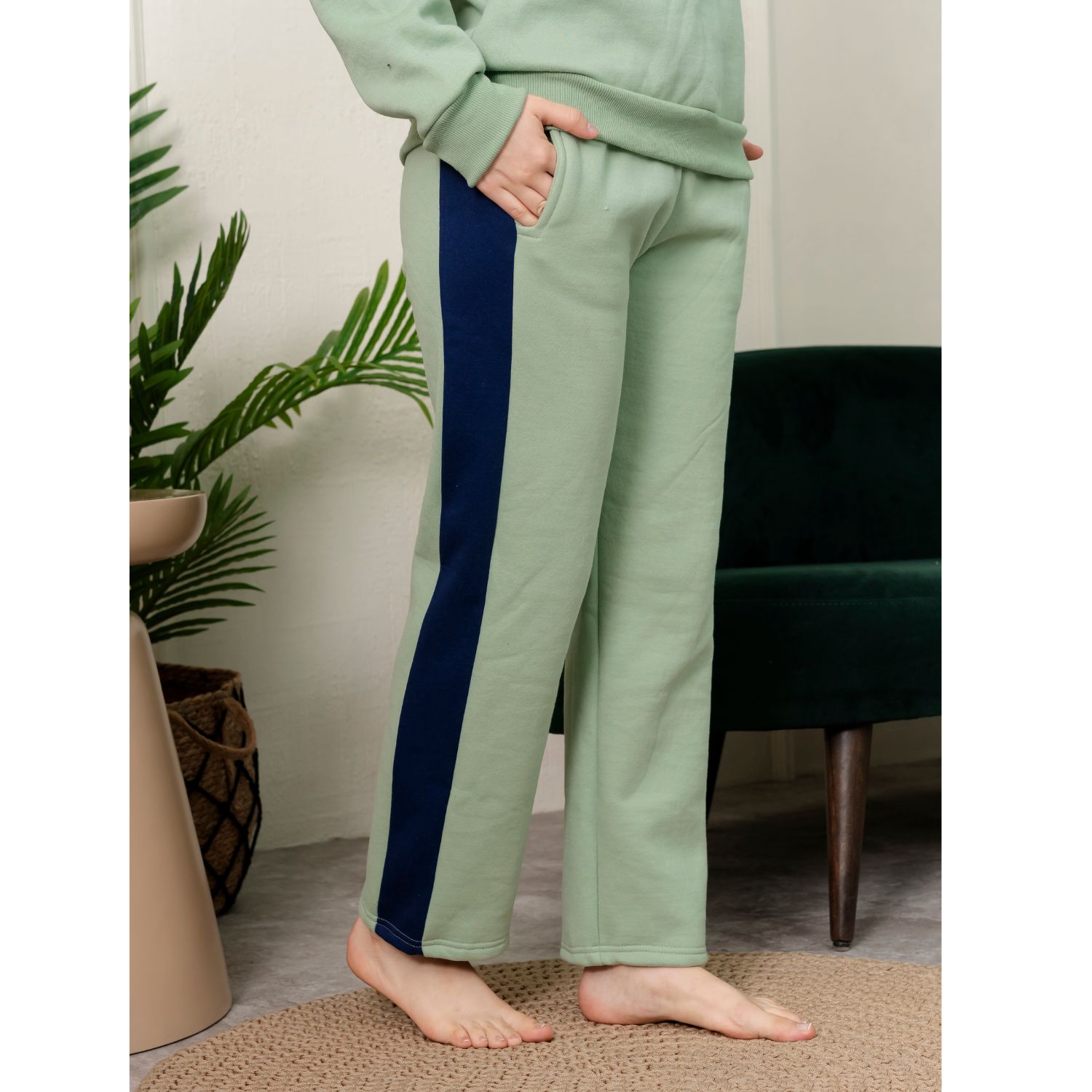 PIJAMA MUJER ALGODÓN FRANELA BUZO VERDE - 3