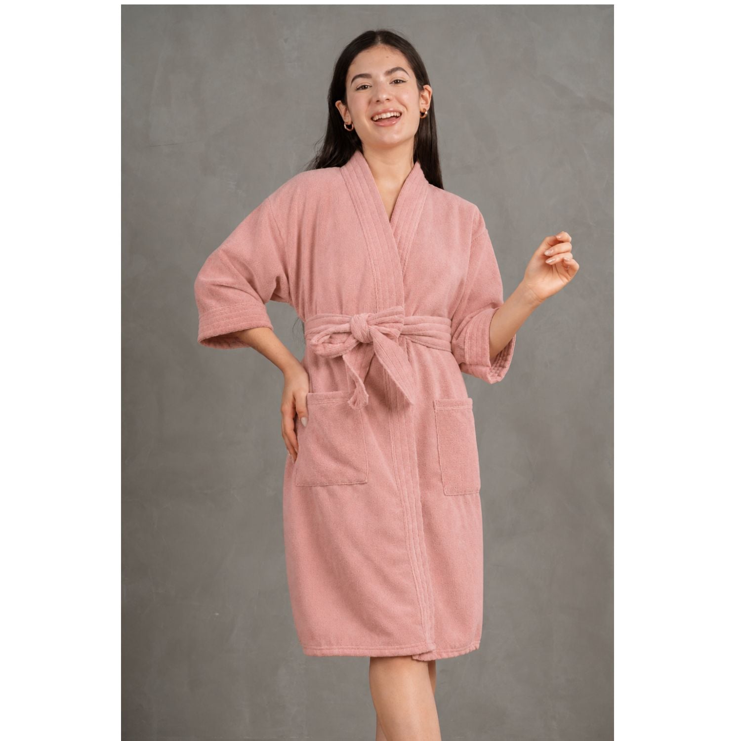 SALIDA DE BAÑO MICROFIBRA MUJER PALO ROSA - 1