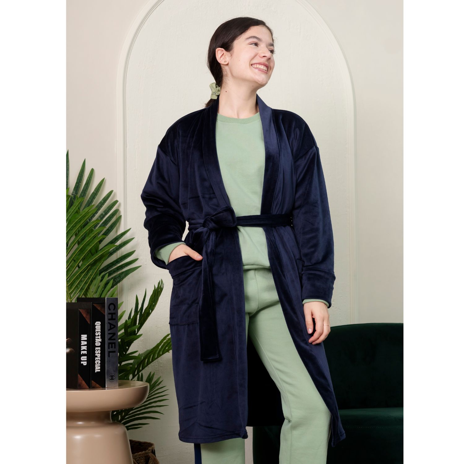 SALIDA DE CAMA ABRIGADORA BONNIE AZUL INVIERNO MUJER - 1