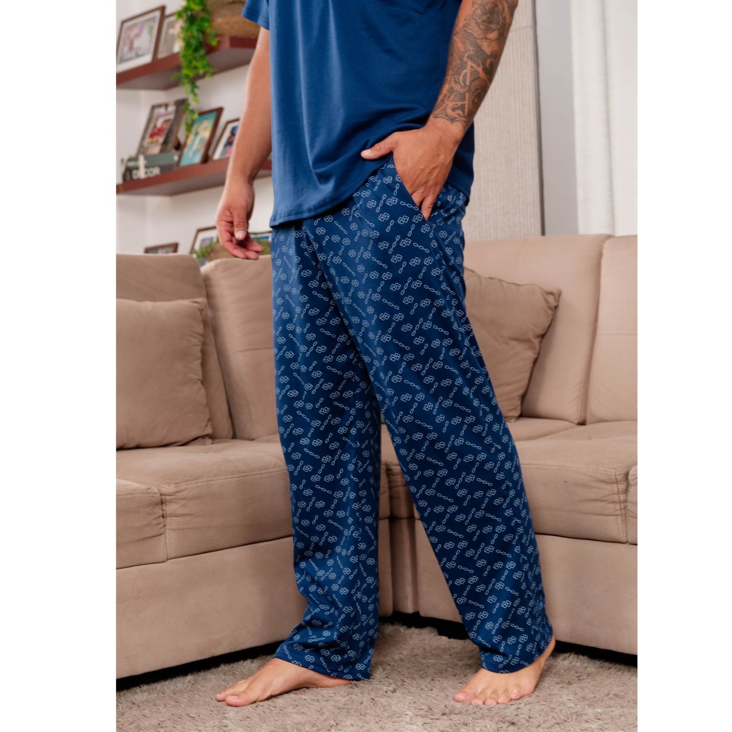 PIJAMA DE HOMBRE MANGA CORTA PANTALÓN ESTAMPADO ALGODÓN PIMA - 2