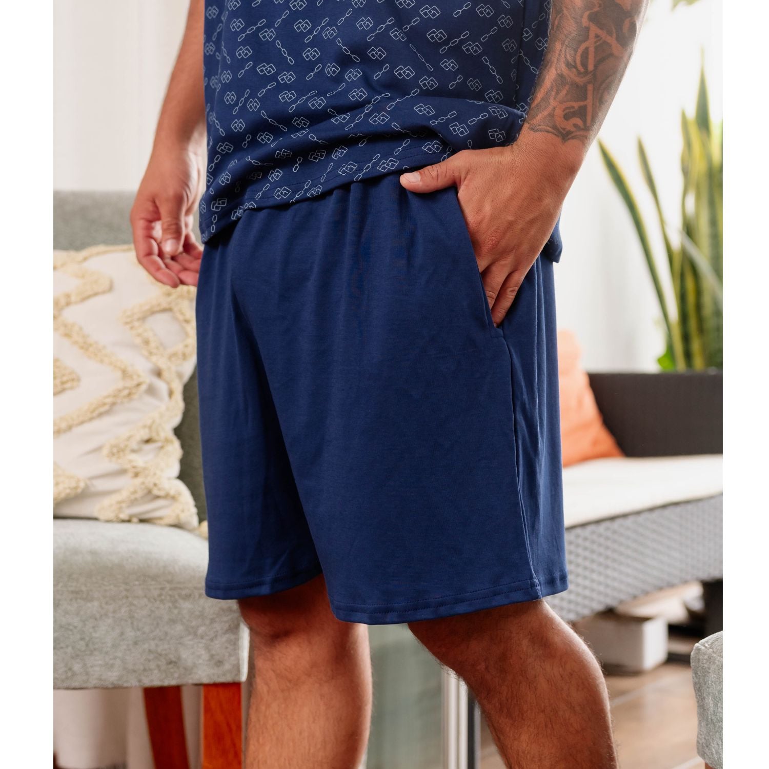 PIJAMA DE HOMBRE POLO ESTAMPADO CON SHORT ALGODON PIMA - 2
