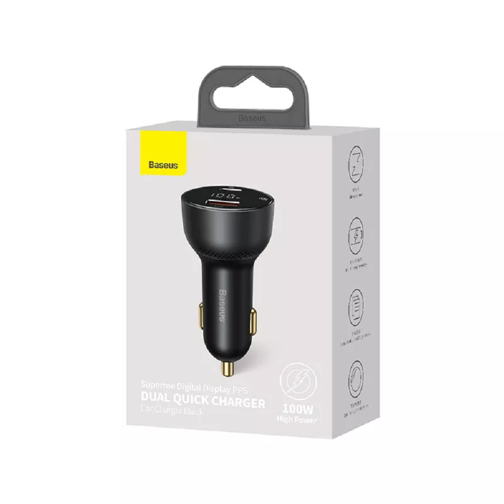 CARGADOR DE AUTO CARGA RÁPIDA 100 W QC DUAL USB TIPO C - 9