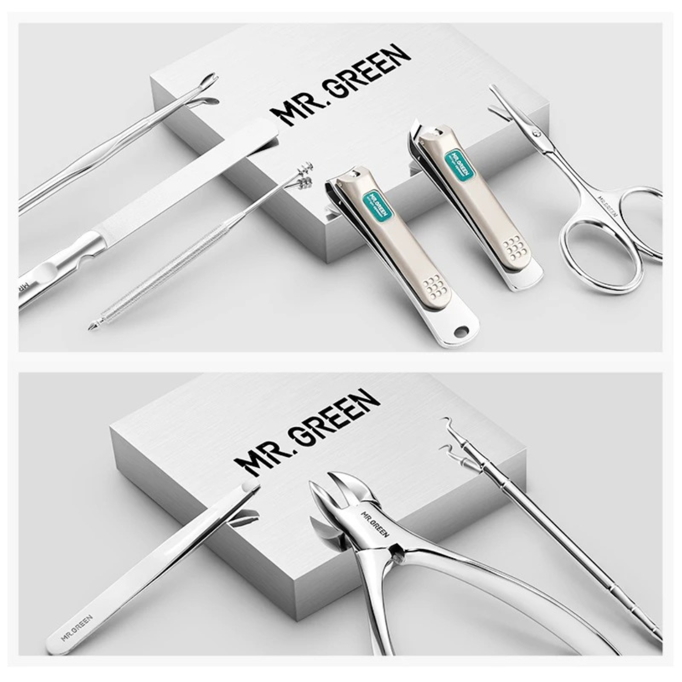 MANICURA PEDICURA CORTAUÑAS MR GREEN MR 6019 CUIDADO PERSONAL SET 9 PIEZAS ACERO INOXIDABLE - 3