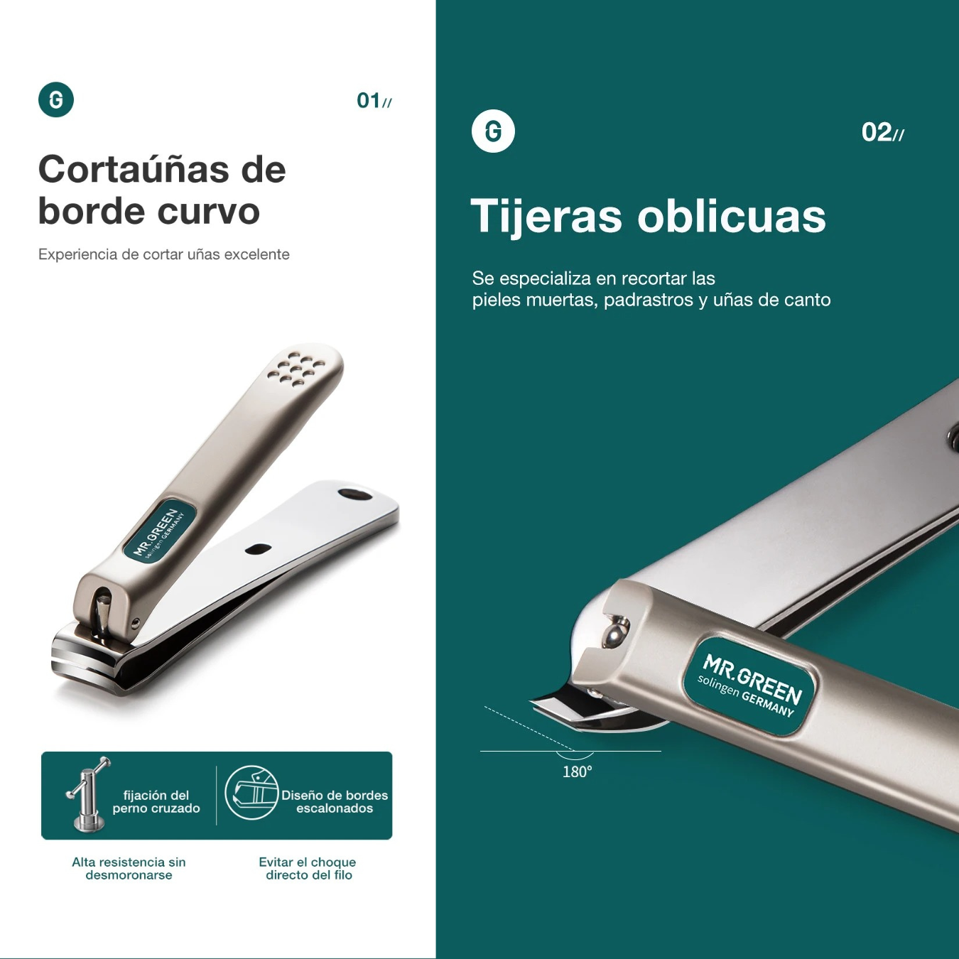 MANICURA PEDICURA CORTAUÑAS MR GREEN MR 6019 CUIDADO PERSONAL SET 9 PIEZAS ACERO INOXIDABLE - 4