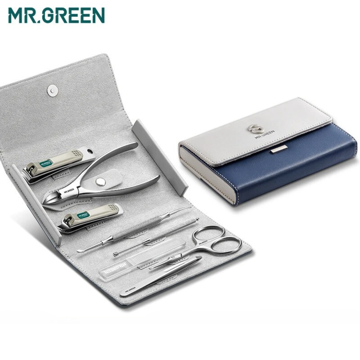MANICURA PEDICURA CORTAUÑAS MR GREEN MR 6658 CUIDADO PERSONAL SET 8 PIEZAS ACERO INOXIDABLE - 1