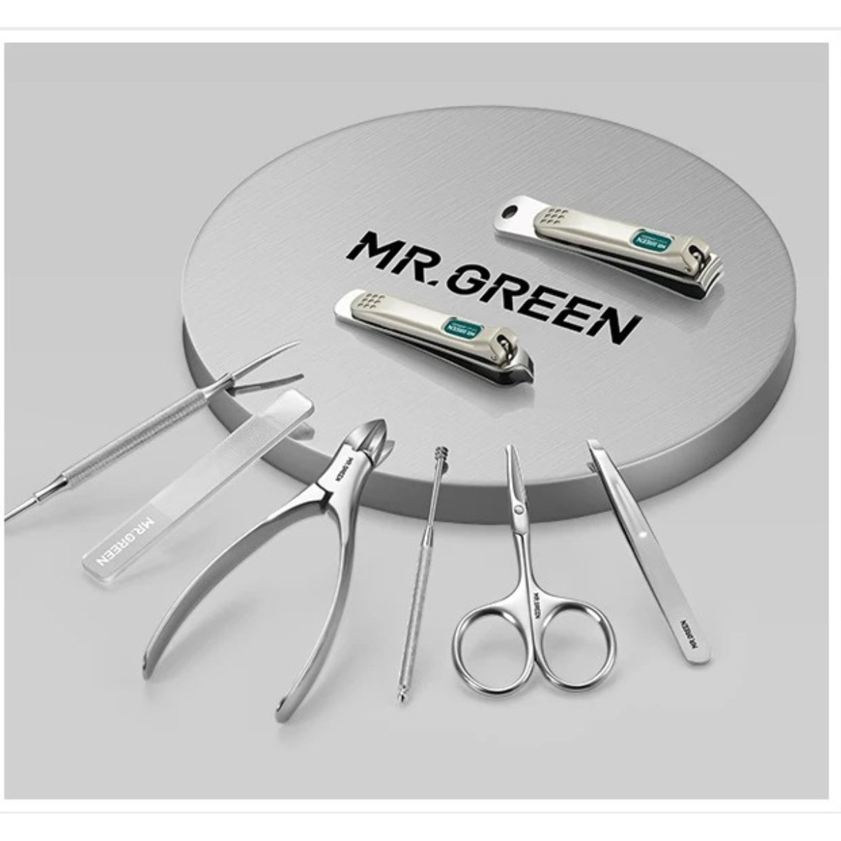 MANICURA PEDICURA CORTAUÑAS MR GREEN MR 6658 CUIDADO PERSONAL SET 8 PIEZAS ACERO INOXIDABLE - 2