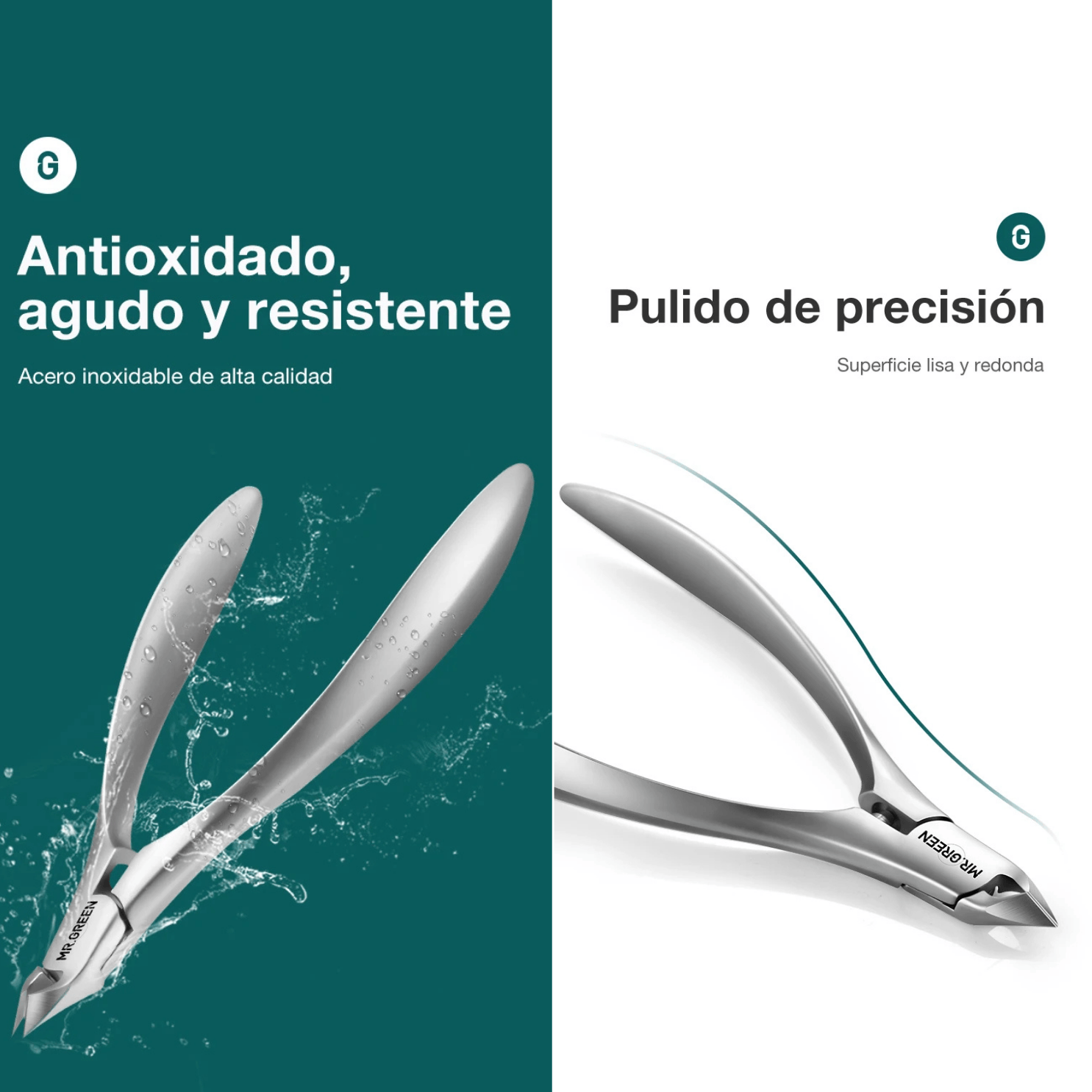 CORTAUÑAS MANICURA CORTADOR CUTÍCULAS REMOVEDOR PIEL MUERTA MR. GREEN. - 6