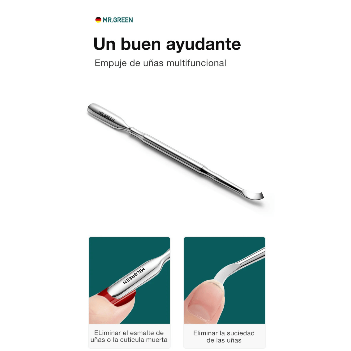 CORTAUÑAS MANICURA CORTADOR CUTÍCULAS REMOVEDOR PIEL MUERTA MR. GREEN. - 7