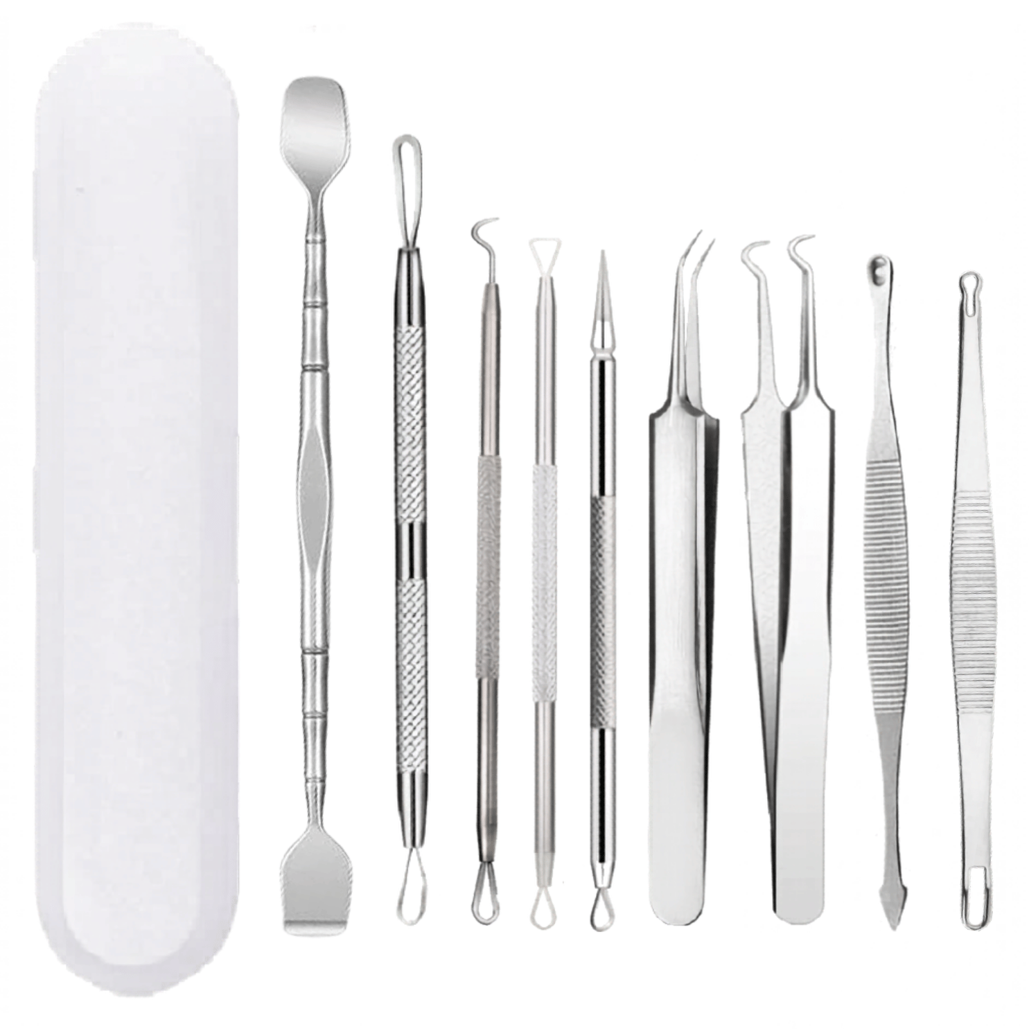 EXTRACTOR REMOVEDOR PUNTOS NEGROS ACNE SACA COMEDONES SM ACERO INOXIDABLE SET 9 PCS. - 1