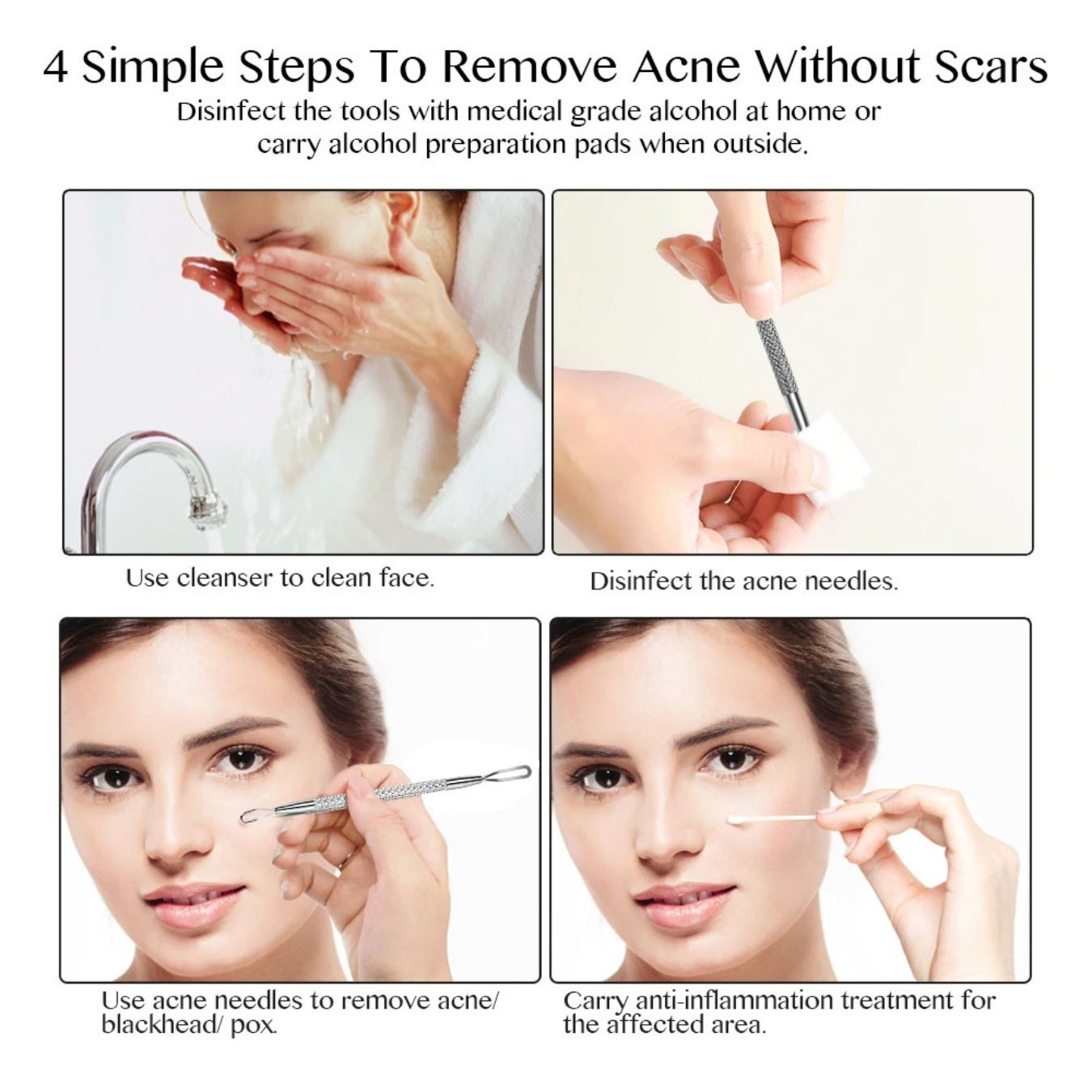 EXTRACTOR REMOVEDOR PUNTOS NEGROS ACNE SACA COMEDONES SM ACERO INOXIDABLE SET 9 PCS. - 10
