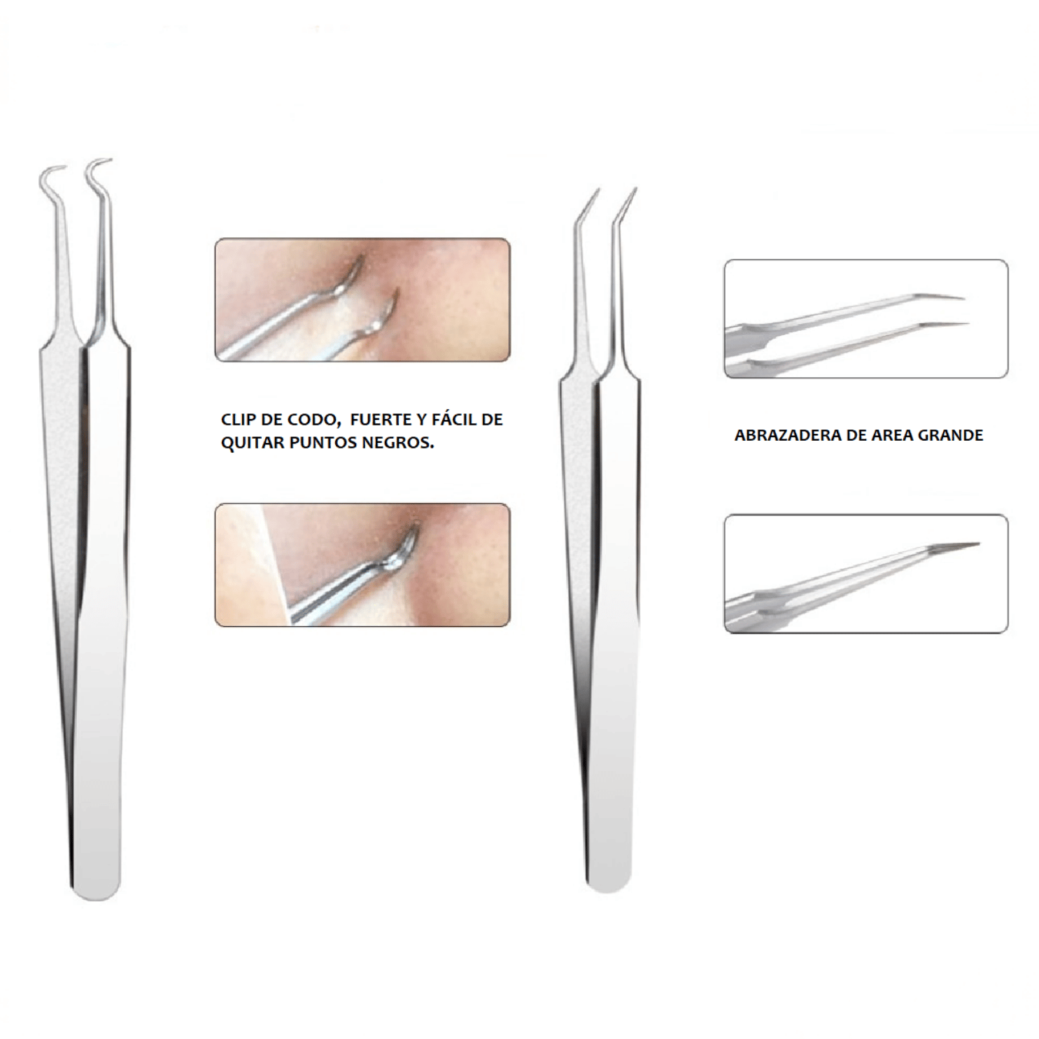 EXTRACTOR REMOVEDOR PUNTOS NEGROS ACNE SACA COMEDONES SM ACERO INOXIDABLE SET 9 PCS. - 7