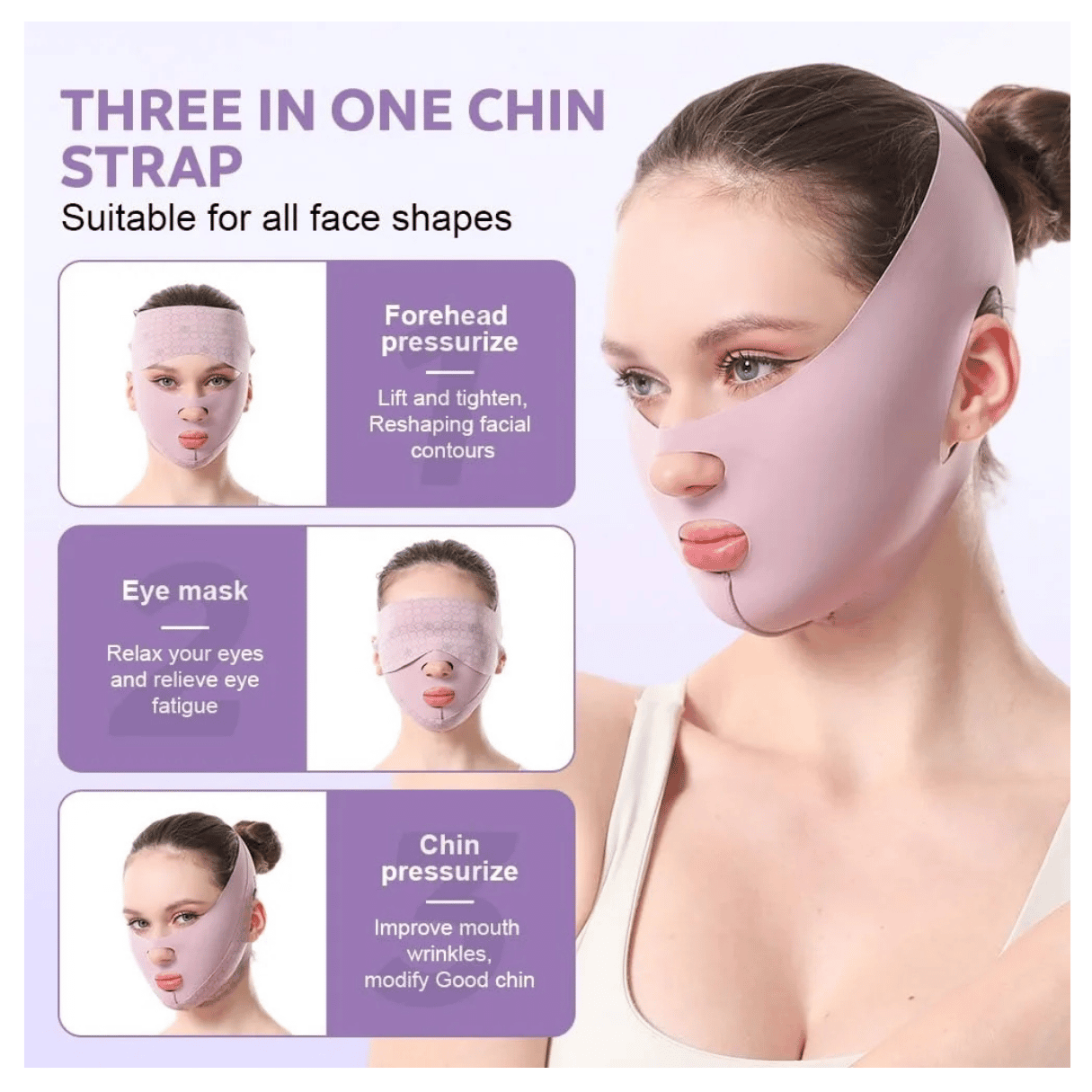 FAJA FACIAL MENTONERA NASO LABIAL DOBLE AJUSTE BANDA DE SUJECIÓN 3 EN 1 - 6
