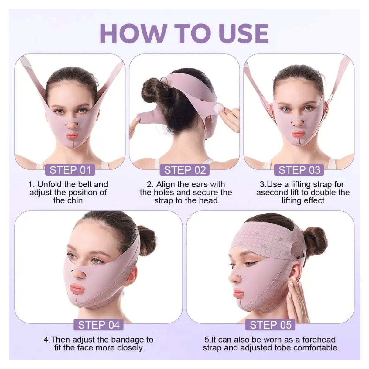 FAJA FACIAL MENTONERA NASO LABIAL DOBLE AJUSTE BANDA DE SUJECIÓN 3 EN 1 - 8