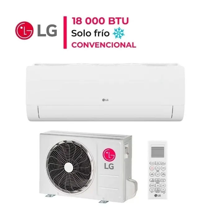 AIRE ACONDICIONADO SPLIT LG 18 000 BT U FRÍO SOLO ON OFF OM182C1 - 1