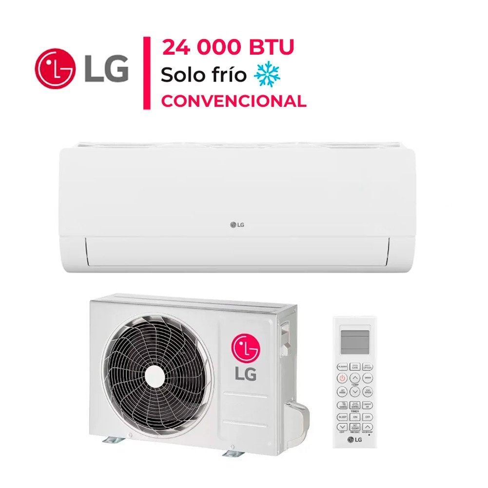 AIRE ACONDICIONADO SPLIT LG 24 000 BT U FRÍO SOLO ON OFF OM242C1 - 1